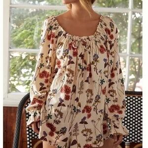 Anthropologie Floral Romper Long Sleeve Size S